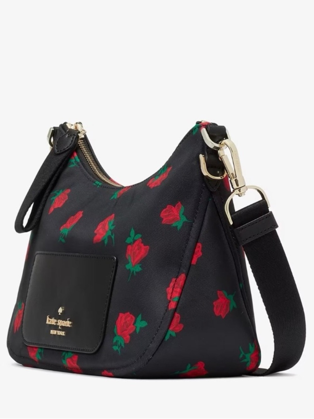 kate spade Black Floral Nylon Shoulder Bag with Coin Pouch - Picture 3 of 4